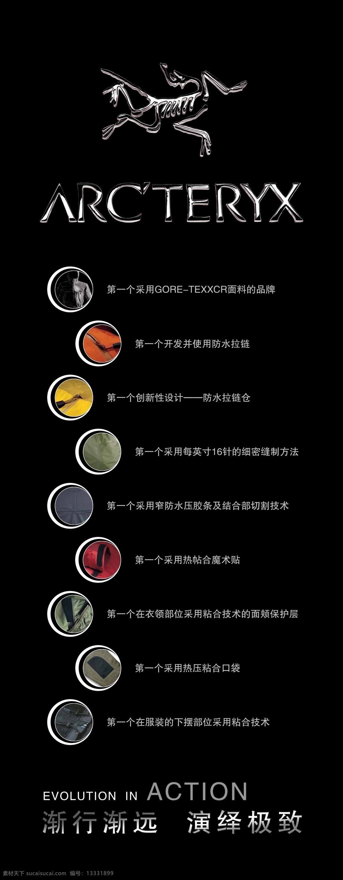 始祖鸟 海报 标志 广告设计模板 拉链 品牌 圆圈 源文件 始祖鸟海报 其他海报设计