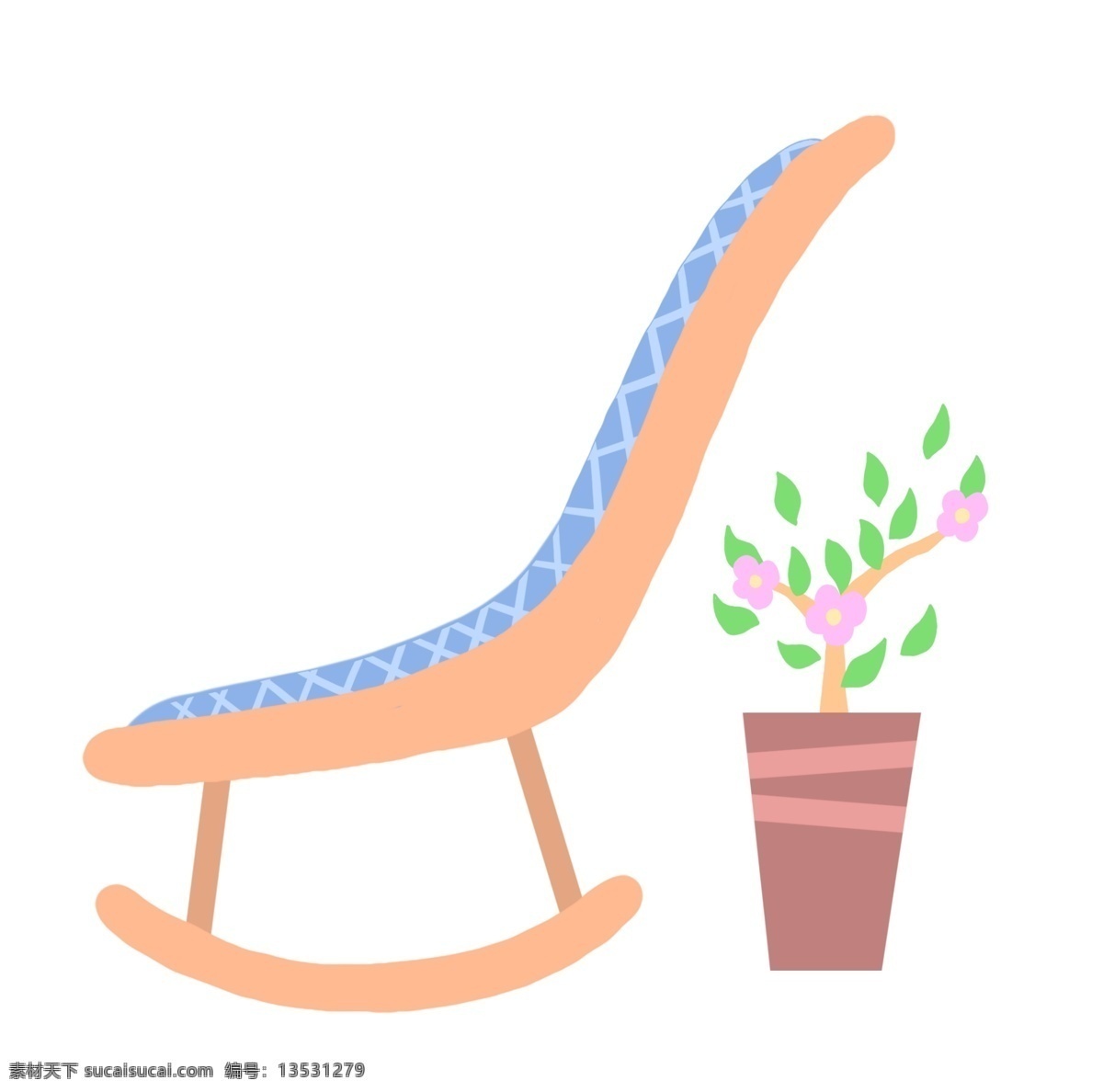 家具 摇椅 植物 花盆 木质 生活 椅子