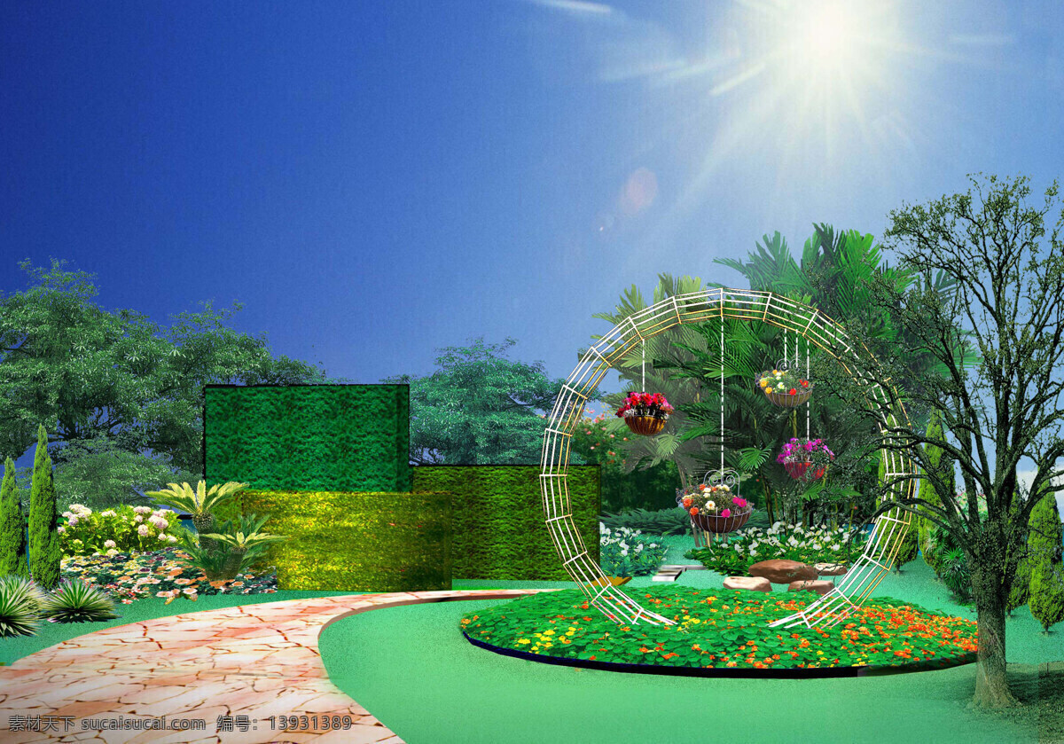 园林设计 花园效果图 公园效果图 艺术花架 景观设计 花园 公园 鸟瞰图 树 景观 环境设计