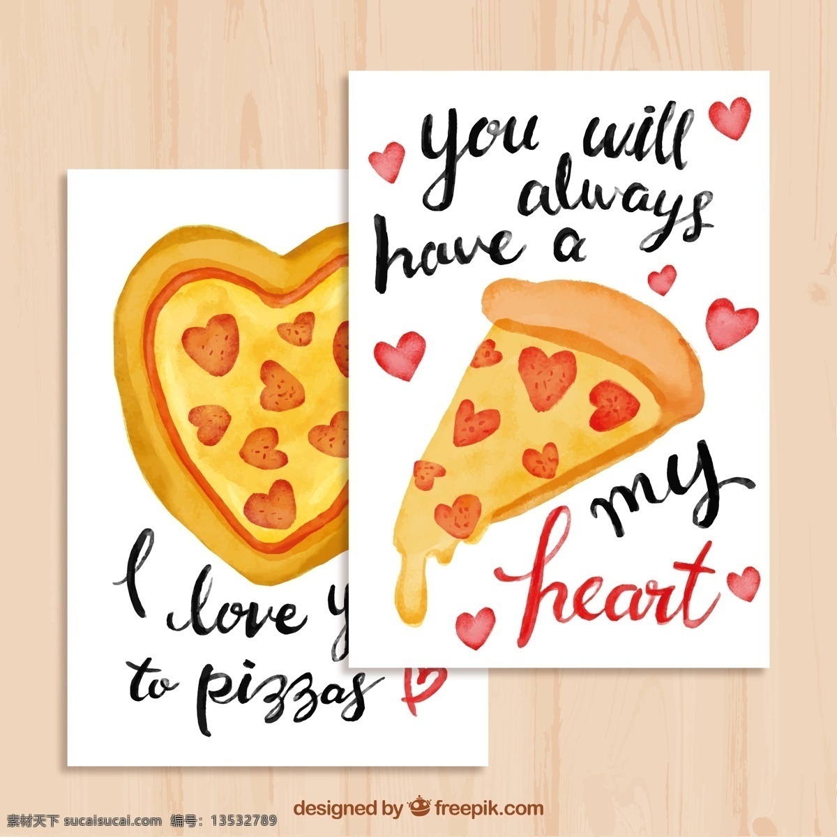 披萨 爱心 卡片 快餐 彩绘 矢量图 矢量 高清图片