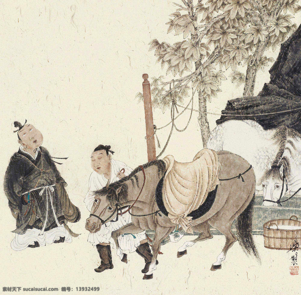 相马图 徐乐乐 国画 相马 千里马 伯乐 品鉴 人物 中国画 绘画书法 文化艺术