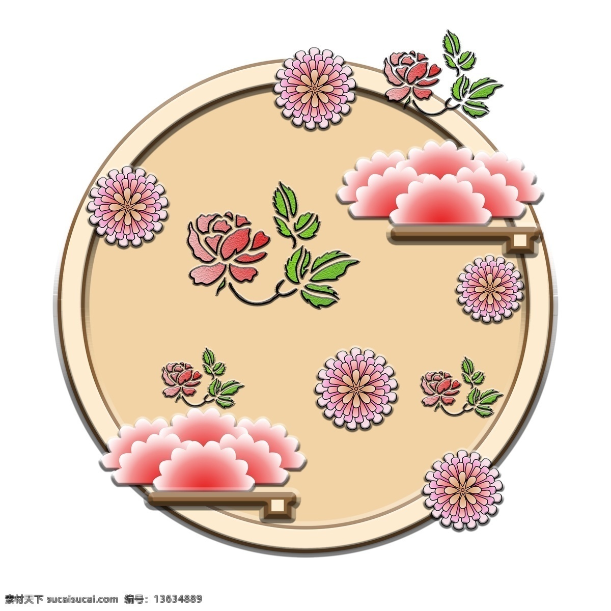 微 立体 金属 花卉 圆环 金属色 元旦 彩云 清新 时尚 节假日 植物 装饰图案