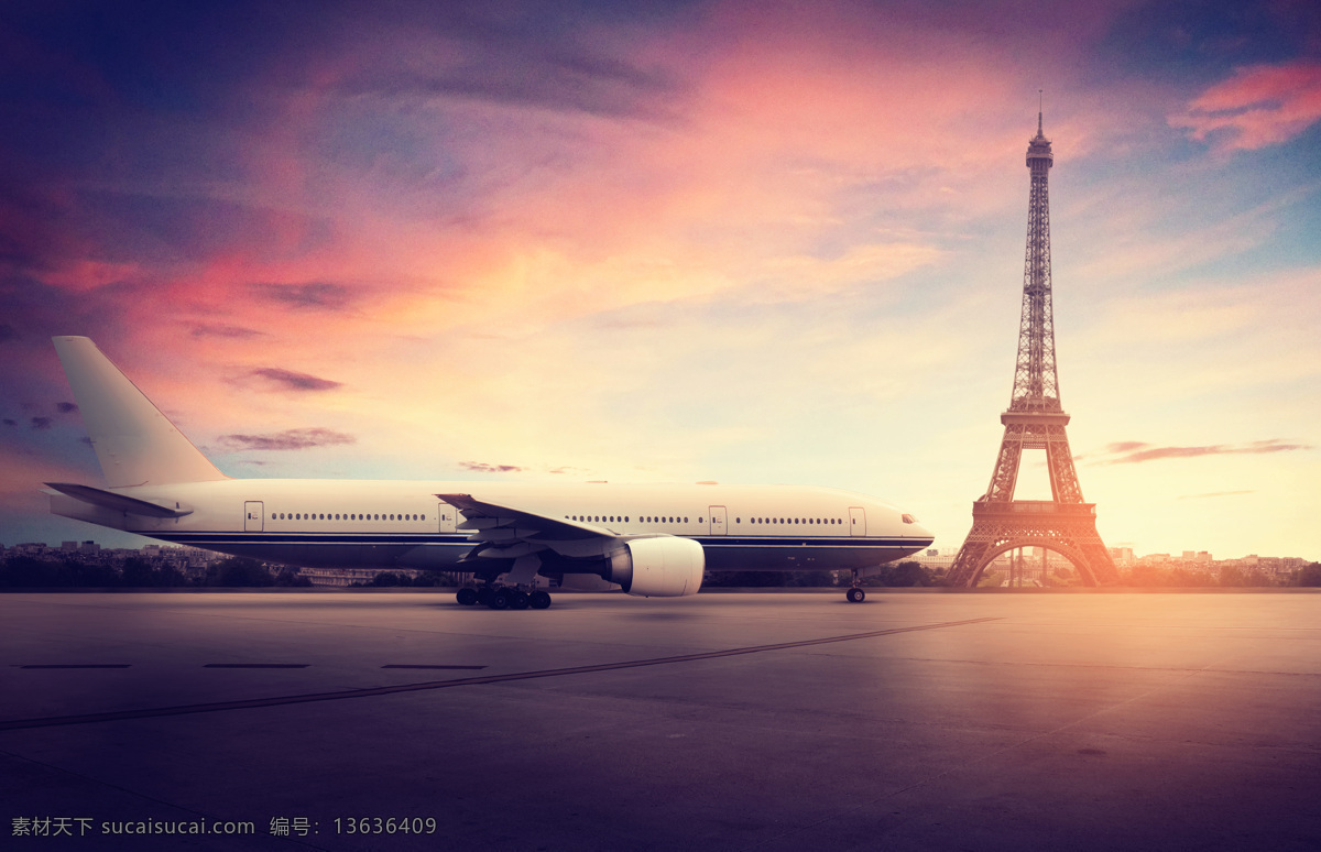 停 落 巴黎 飞机 冬季 停落 机场 埃菲尔铁塔 飞机图片 现代科技