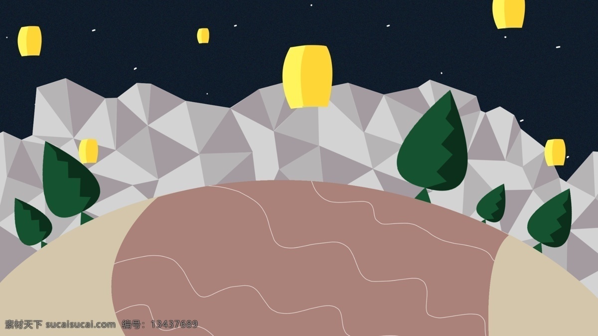 微 立体 星空 草地 背景 海报背景 背景素材 背景图 卡通素材 孔明灯 大树 微立体 banner 背景psd 彩色背景 清新背景 清新 彩绘素材 手绘