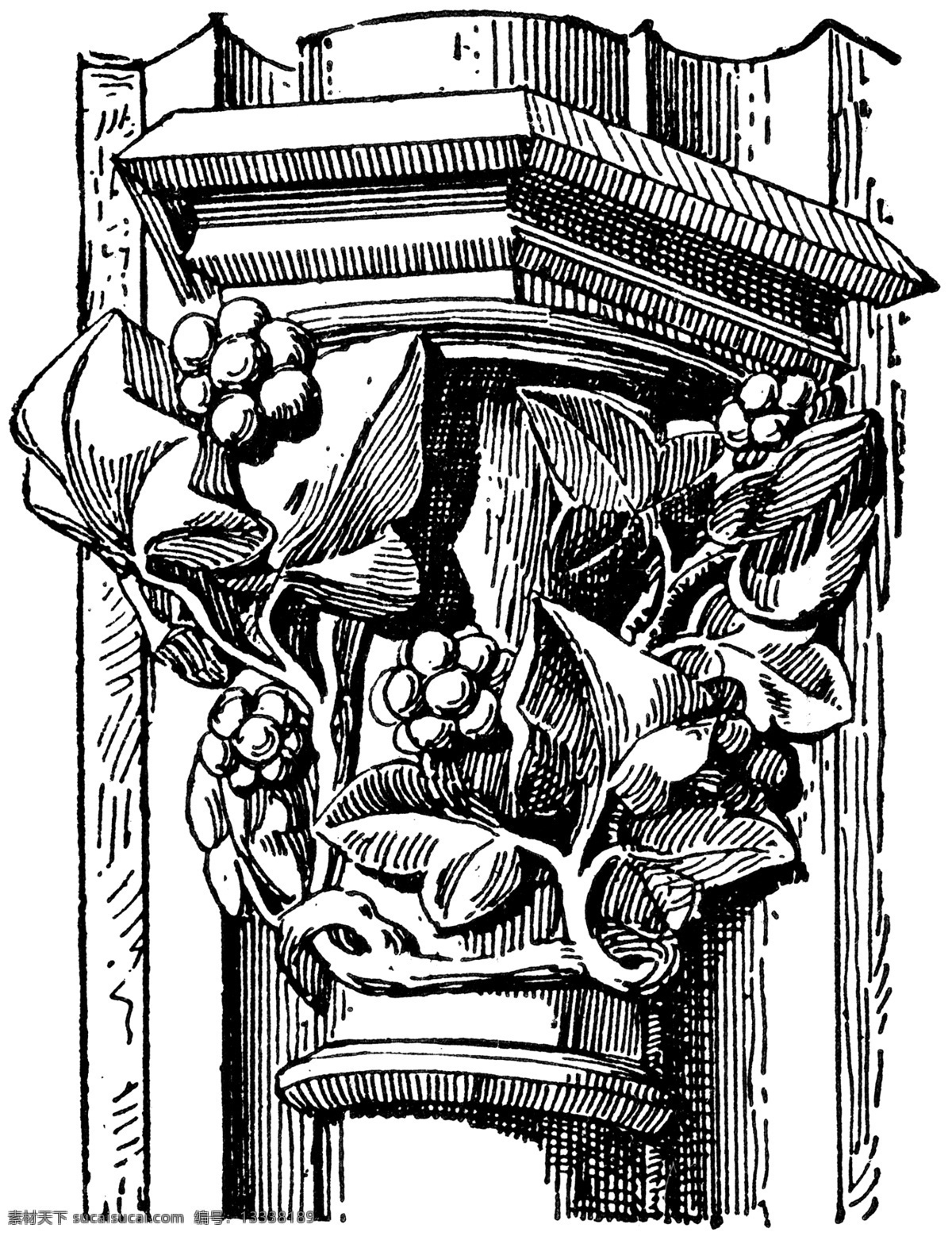 复古 钢笔画 插画 雕花 雕塑 古典绘画 绘画书法 欧式 复古钢笔画 欧式柱头 文化艺术 插画集