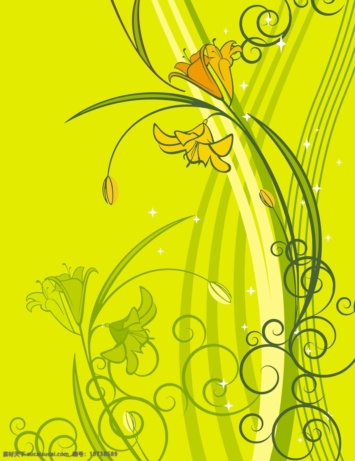 梦幻 线条 花卉 卡通 矢量 矢量素材 设计素材 背景素材