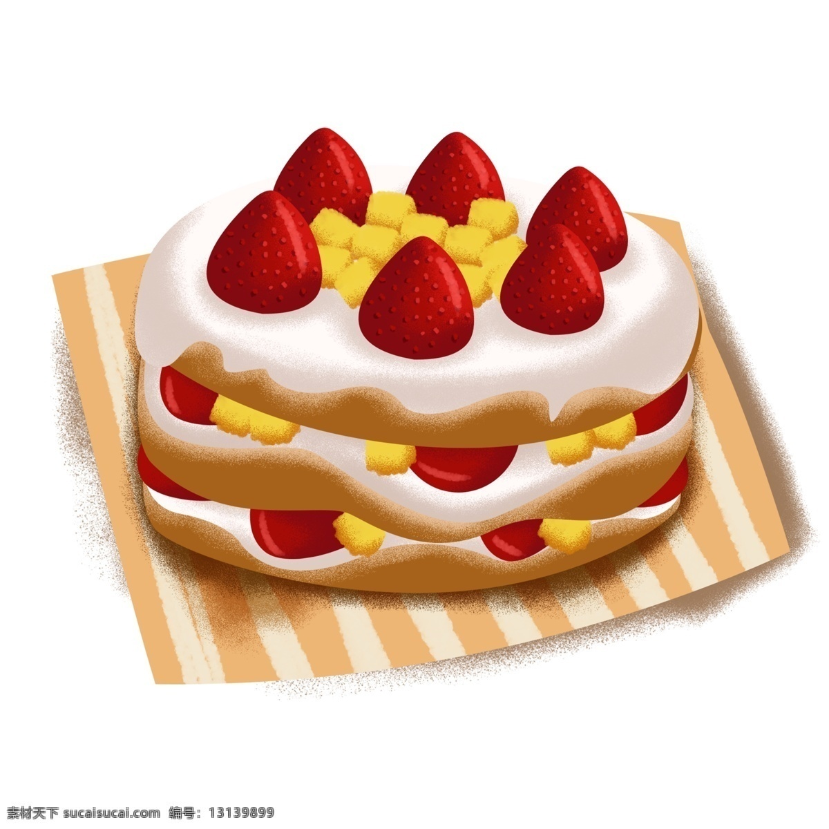 桌布 上 水果 裸 蛋糕 卡通 草莓裸蛋糕 奶油裸蛋糕 手绘 桌布上的蛋糕 点心