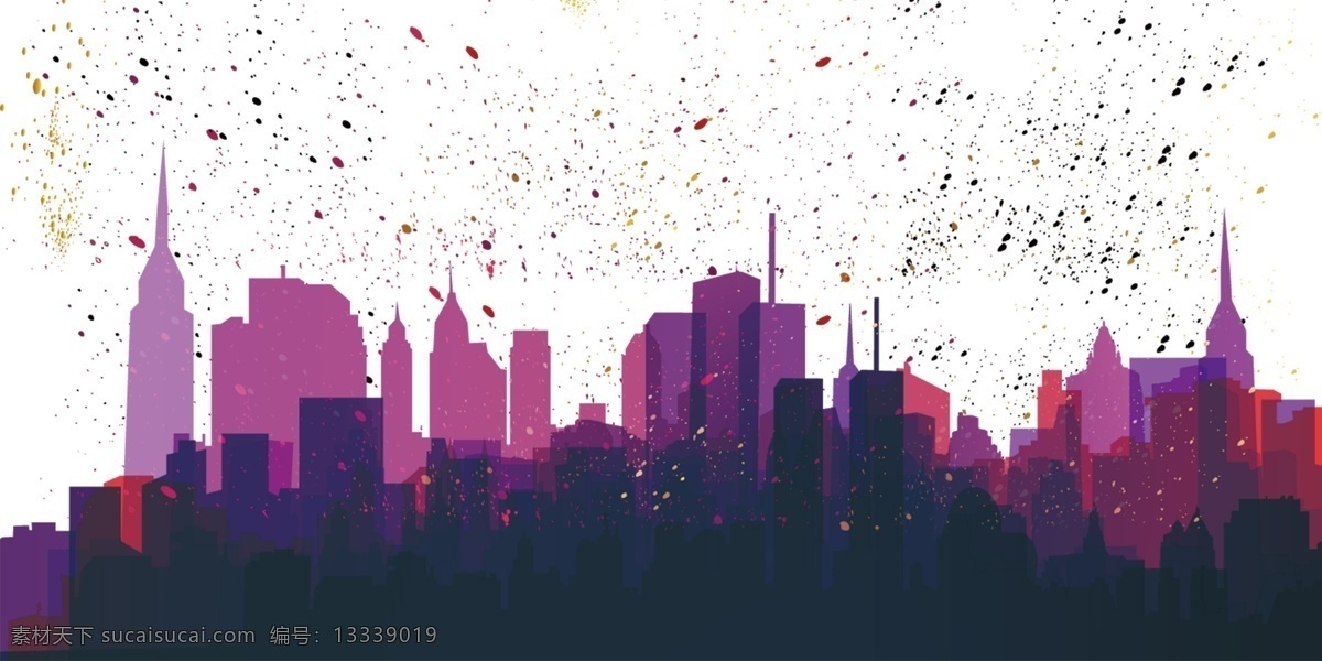 彩色 建筑 飞机 海报 背景 渐变 城市 海报背景 手绘 道路 蓝底 banner