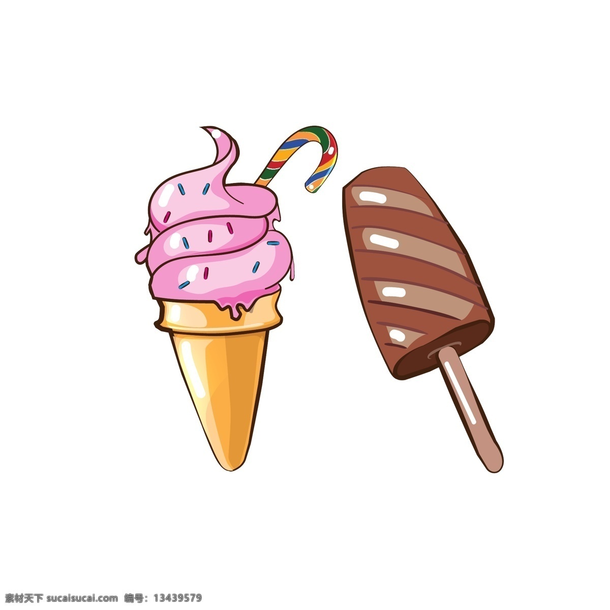 原创 手绘 卡通 冰淇淋 商用 冰淇凌 甜筒 美食