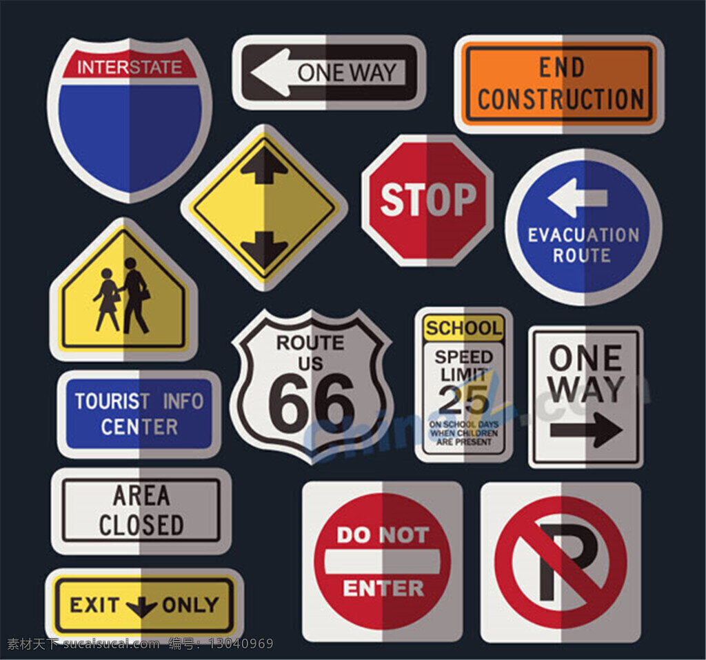 款 道路交通 标志牌 出口 交通标志 交通工具 交通图标 矢量素材 停车牌 停止 指示牌 行人警示牌 停车