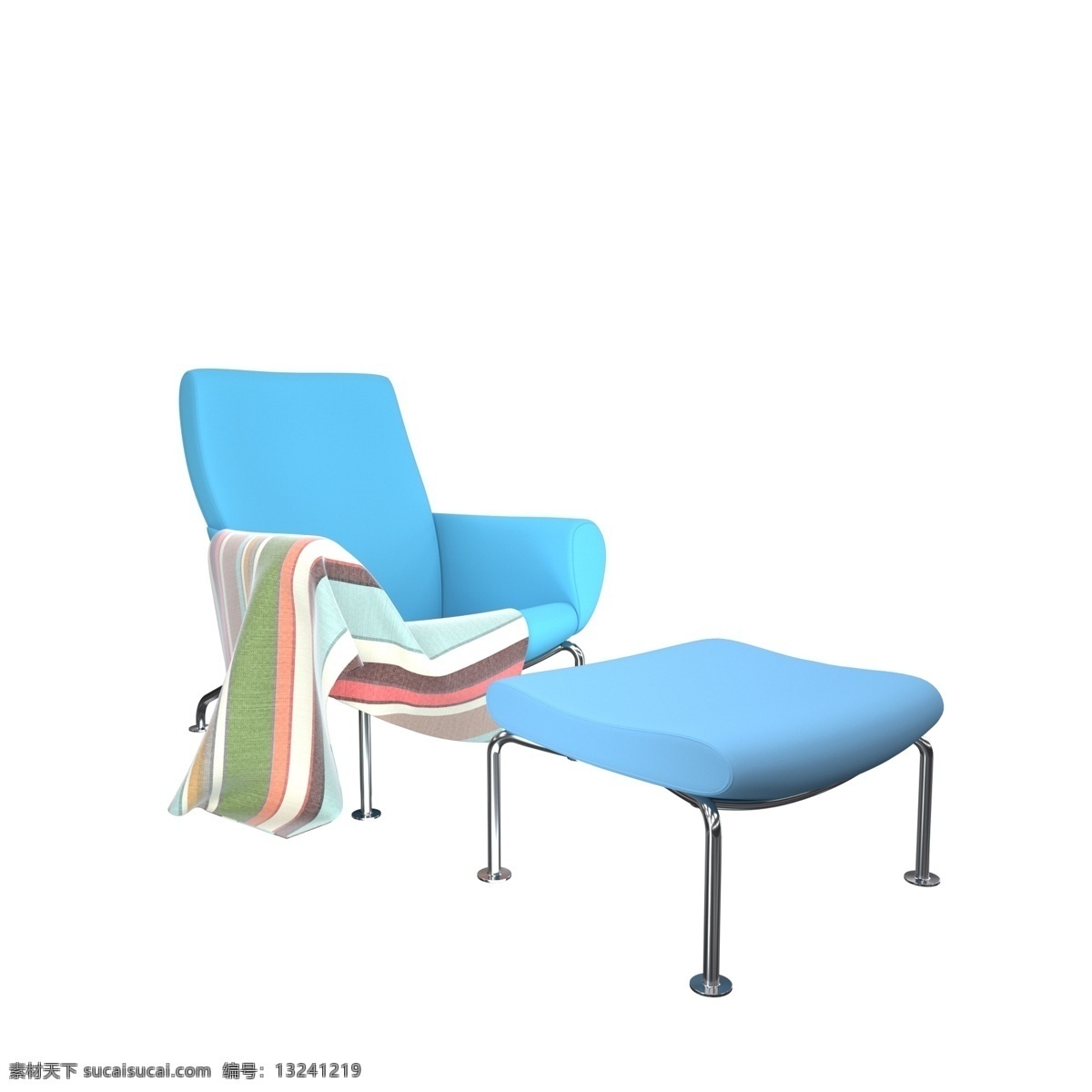 蓝色 午休 软垫 座椅 c4d 3d 写实 家居 家具 家居生活馆 蓝色软垫座椅 沙发 靠椅 午休椅 躺椅