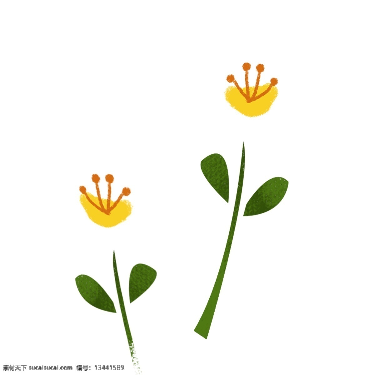 黄色 可爱 水彩 花卉 卡通 透明 绿色 叶子 png元素 装饰图案 免扣素材 透明素材