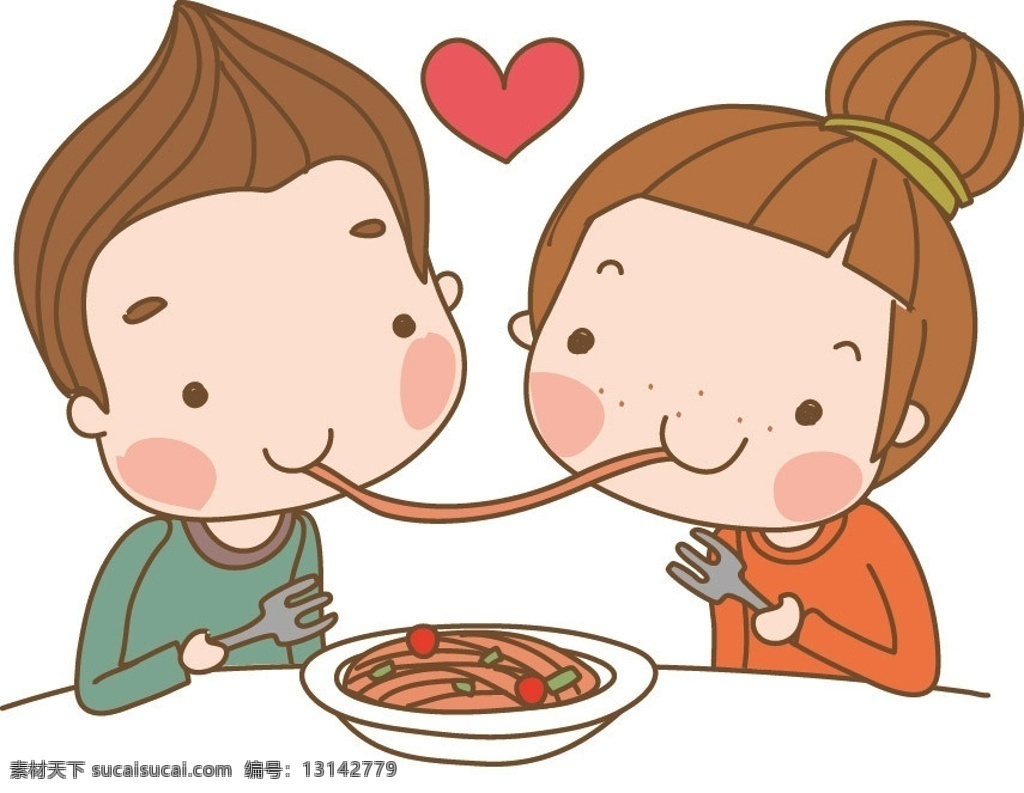 吃面 卡通 情侣 儿童 t恤印花 儿童印花 图案 图形设计 创意插画 插画 创意 创意设计 时尚 图案设计 卡通画 可爱卡通 装饰画 时尚色彩 卡通底纹 本本封面 儿童服装 儿童绘画 儿童图集 卡通设计 矢量