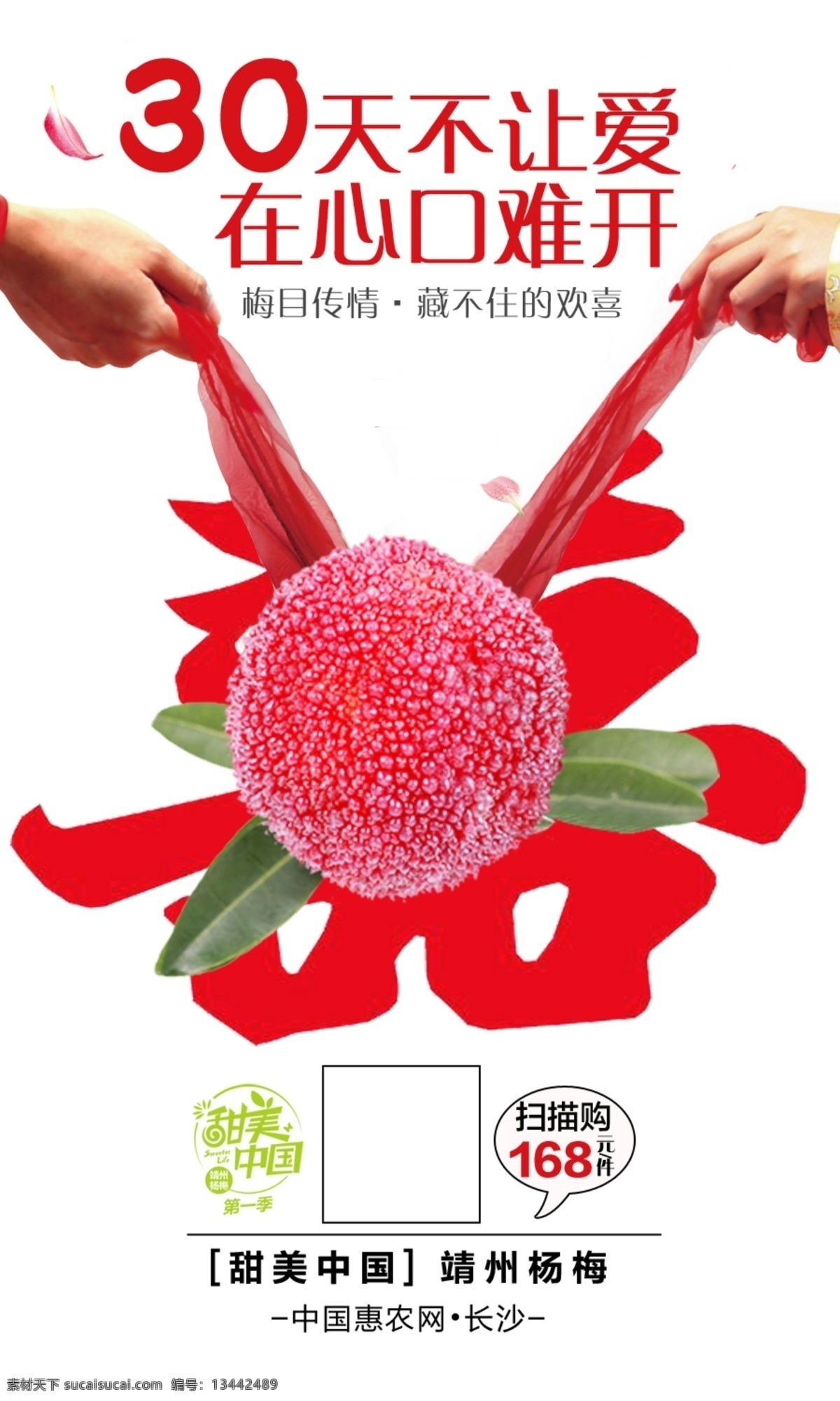 甜美中国 靖州杨梅 喜庆 喜字 水果杨梅 绣球 结婚
