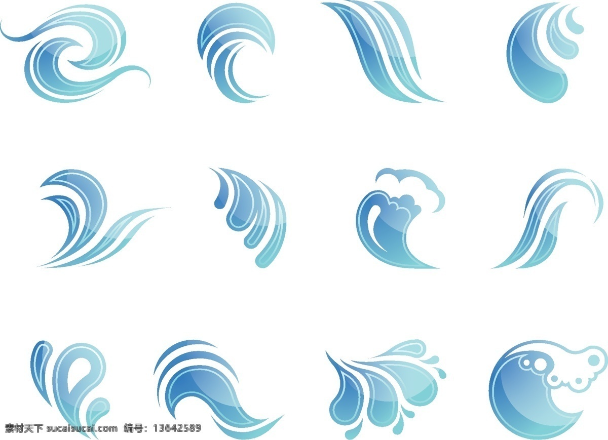蓝色 动感 水珠 水波 装饰 矢量 水滴 水浪 矢量其他 矢量素材 其他矢量