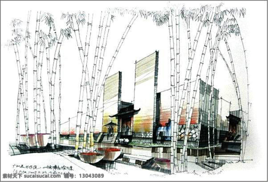 建筑竹子景观 图 园林景观 房地产广告 房地产效果图 广告设计模板 园林水景 游泳池 风景 园林风景 竹子 建筑