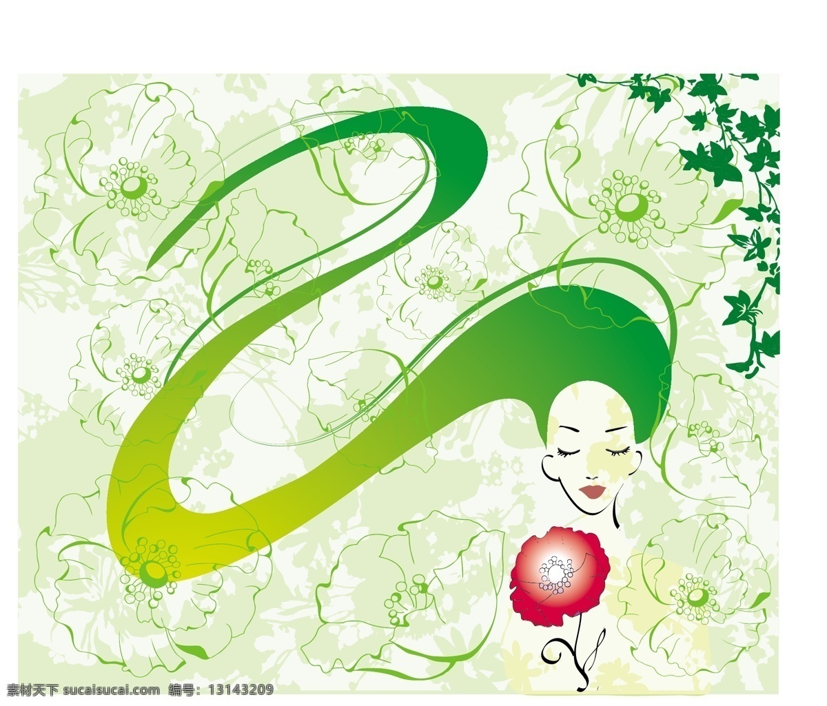 韩国 精美 花纹 　 女人 花 底纹边框 矢量图库