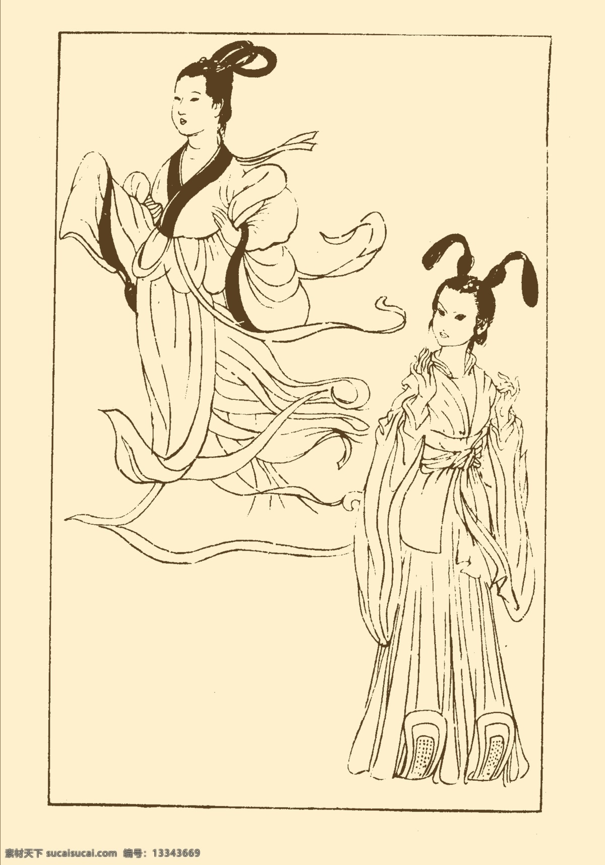 中国 历代 服饰 线描 分层 白描 传统 服装 古代 古人 历朝历代 中国历史 朝代 源文件 中国古代服饰 家居装饰素材 室内装饰用图