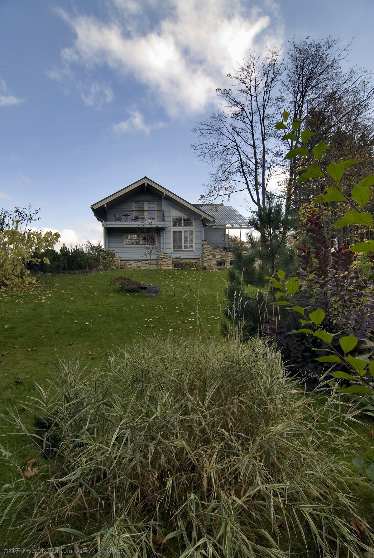 草地 旁 木房 子 房屋 住房 木板房 木墙壁 木质 木房子 木制房屋 建筑园林 蓝天白云 建筑设计 环境家居