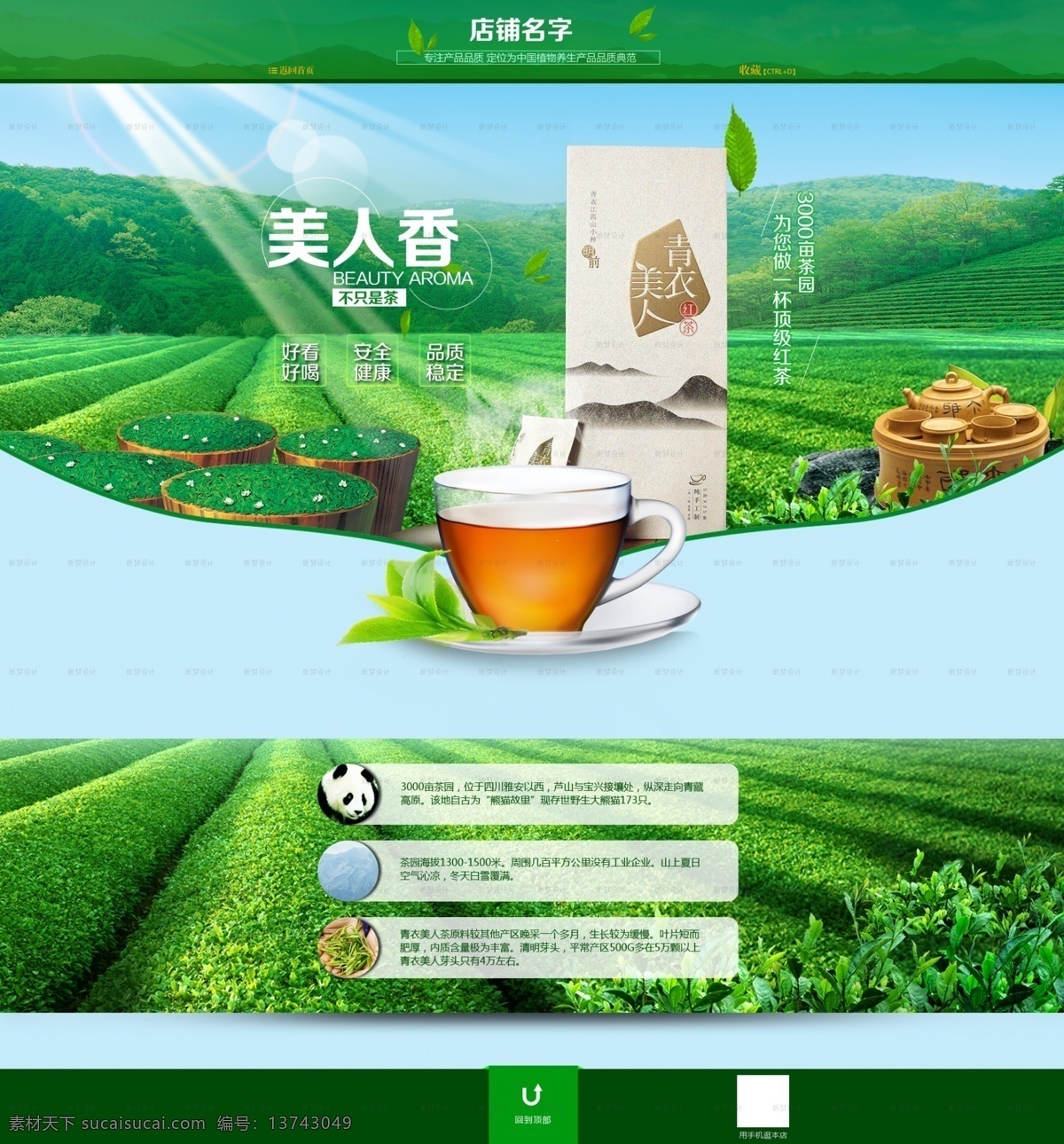 茶叶 店铺 简洁 版 淘宝 首页 淘宝店铺 全屏海报 绿色