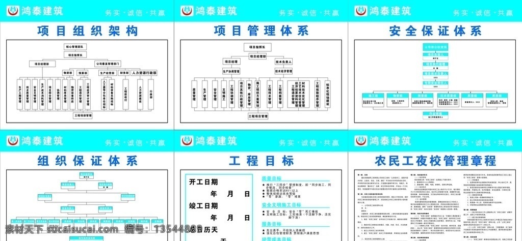 农民工 夜校 管理制度 建筑工地 鸿泰建筑 工地制度 项目组织架构 项目管理体系 安全保证体系 组织保证体系 工程目标 展板模板