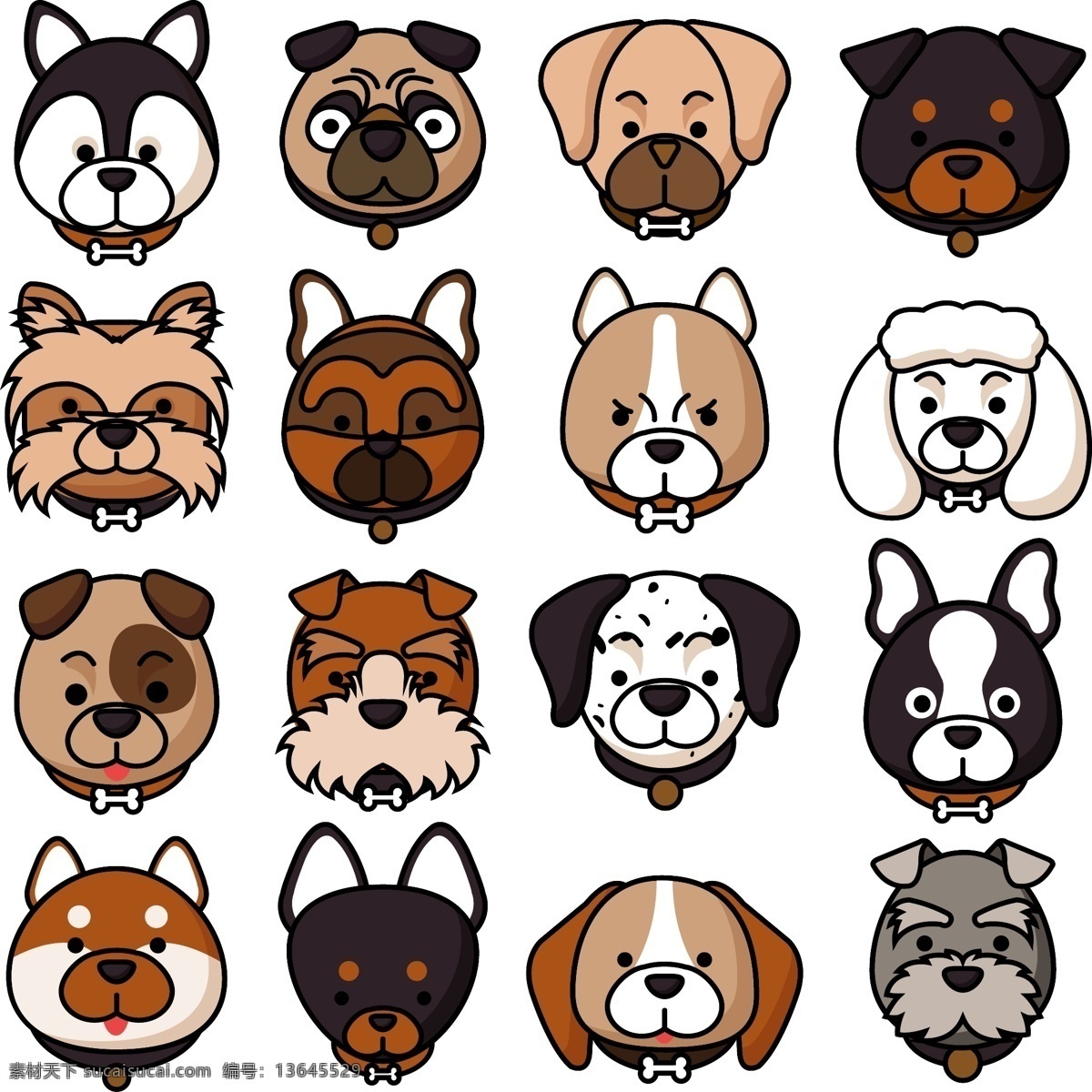 卡通狗狗 卡通 狗狗 矢量 二哈 柯基 柴犬