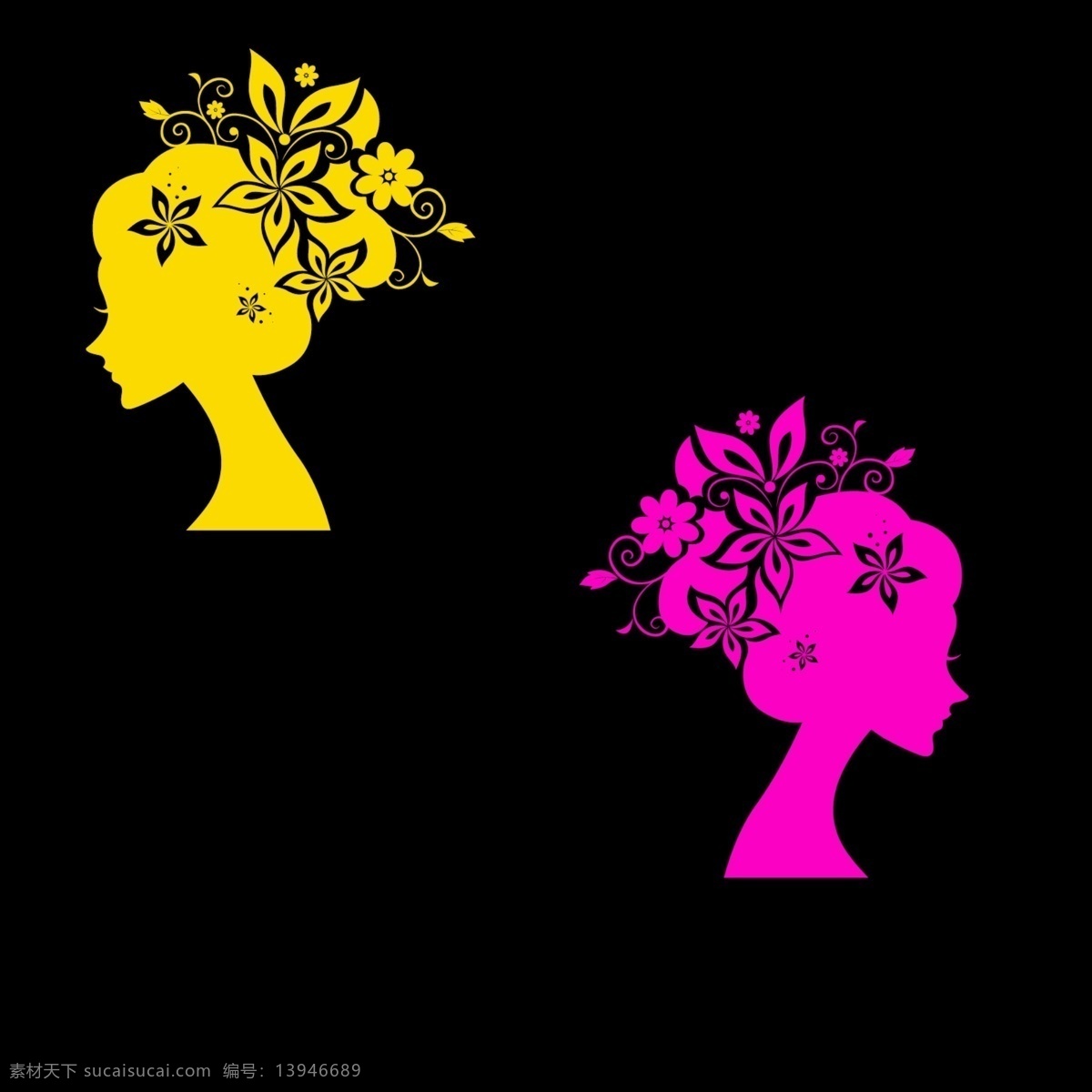 花纹人物头像 花纹 女性头像 人物 漂亮 黑色