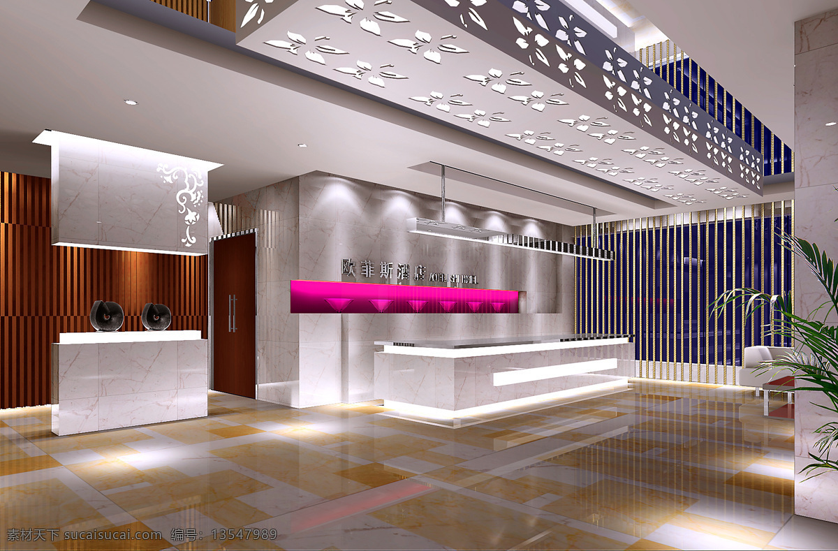 欧 非斯 酒店 现代 简 风格 吧台 环境设计 前台 室内设计 效果图 木饰面 家居装饰素材