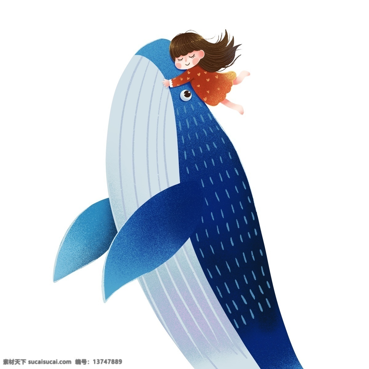 唯美治愈系鲸鱼和小女孩设计素材图片下载-素材编号13747889-素材天下图库