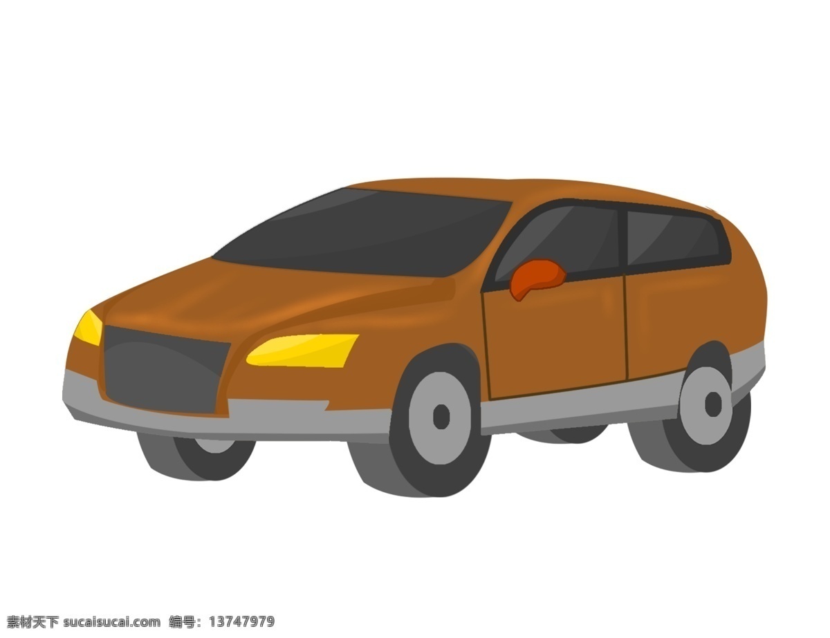 辆 棕色 越野汽车 一辆汽车 越野汽车插图 棕色越野汽车 棕色汽车插画 机动车 黄色装饰
