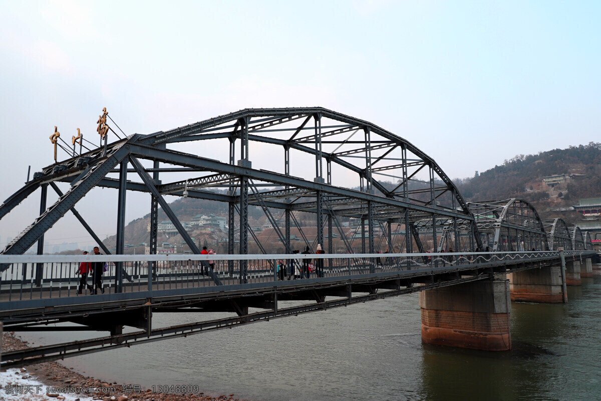 中山铁桥 兰州 甘肃 白塔山 中山桥 建筑 旅游摄影 自然风景