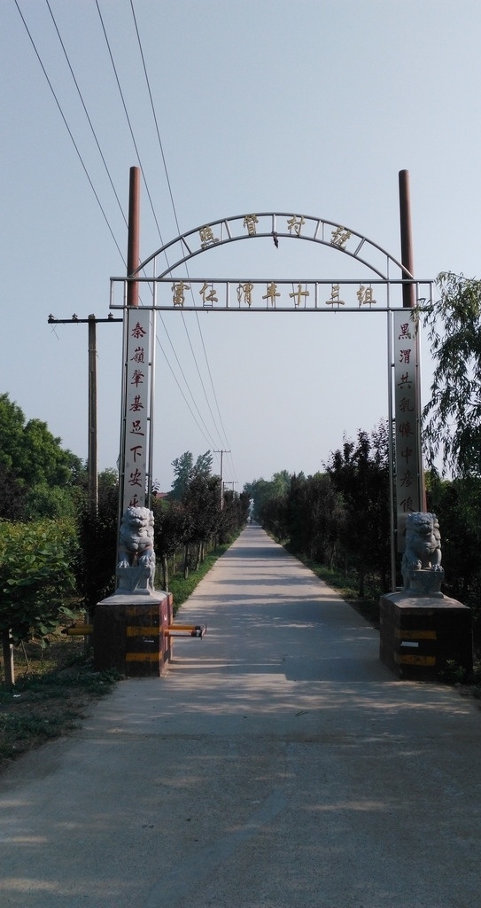 乡间的道路 道路 乡村 门头 石狮子 天空 树木 素材天下 自然景观 田园风光