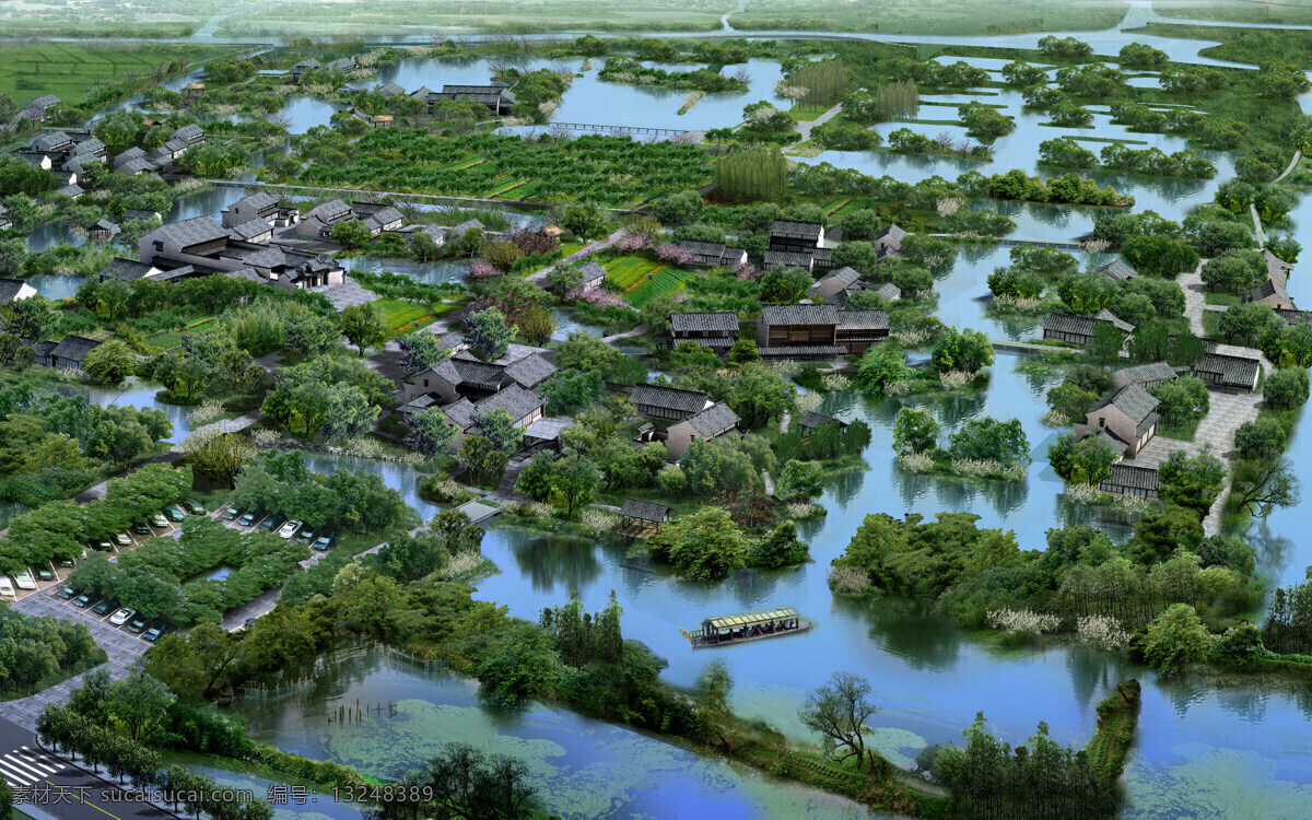 古镇 俯瞰 风景图片 风景 环境设计 建筑 建筑设计 家居装饰素材