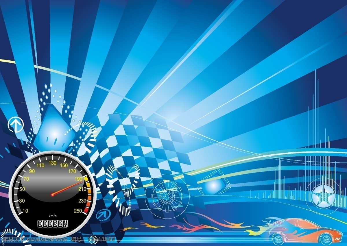 比赛 主题 花纹 背景 矢量 辉煌 赛车 图案 里程表 速度表 矢量图