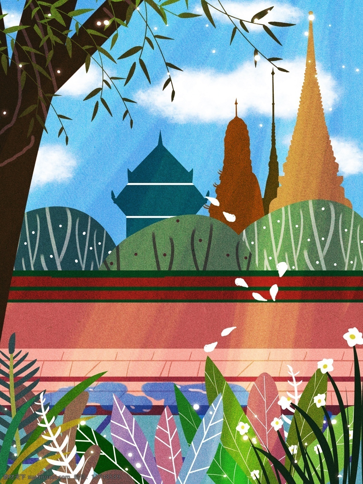 傣族 泼水节 主题 背景 少数民族背景 建筑 城堡 泼水节背景 传统习俗 背景设计 促销背景 背景展板图 背景图