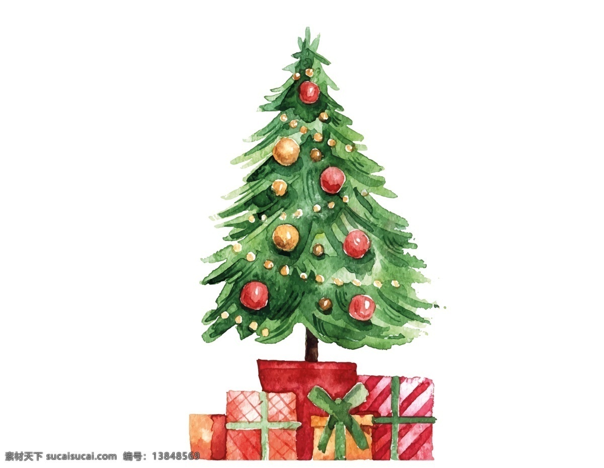 卡通 圣诞节 礼物 元素 喜庆 装饰 礼盒 手绘 节日 圣诞树 ai元素 矢量元素