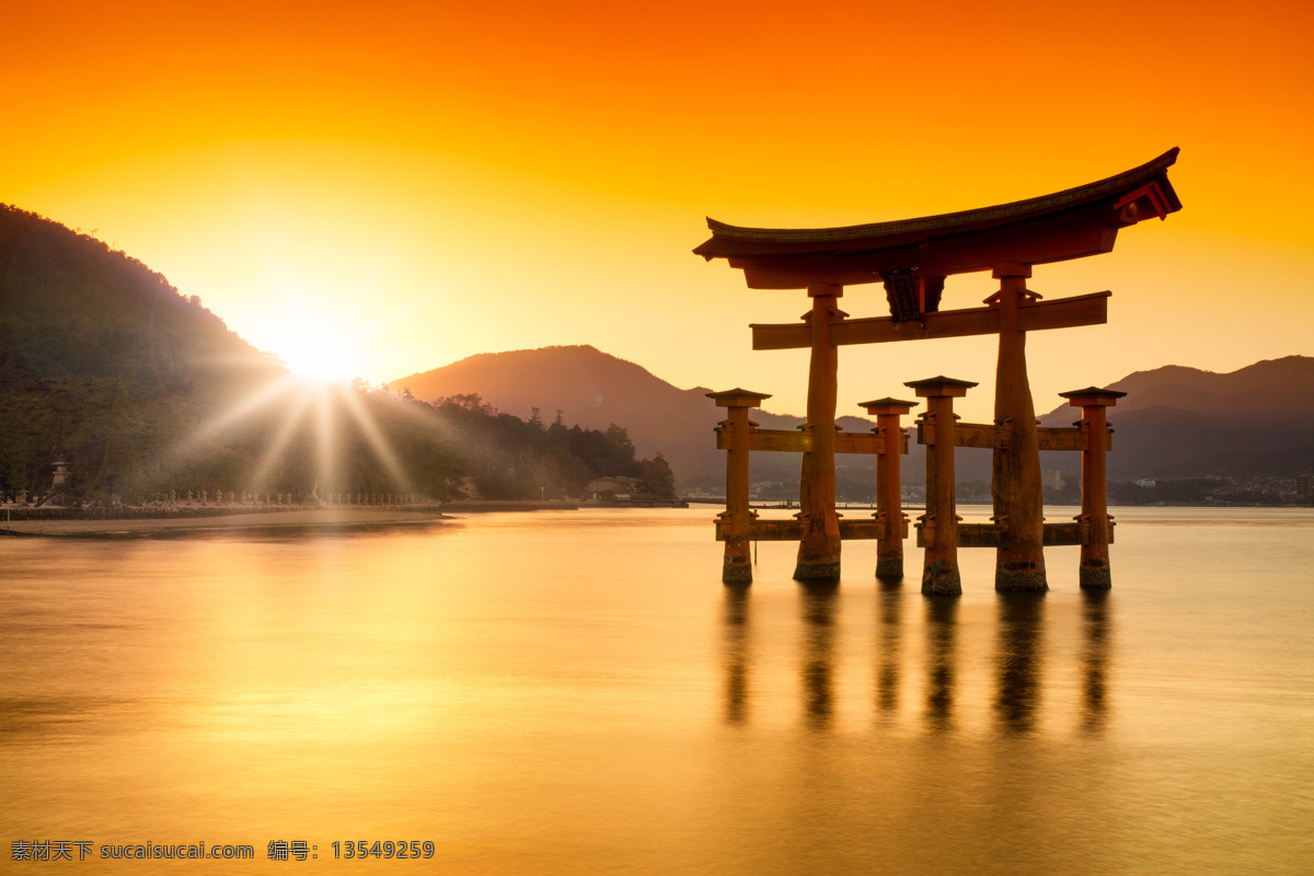 日本 鸟居 建筑 日本鸟居 日式建筑 日本文化 海面风景 大海风景 美丽风景 城市风光 环境家居