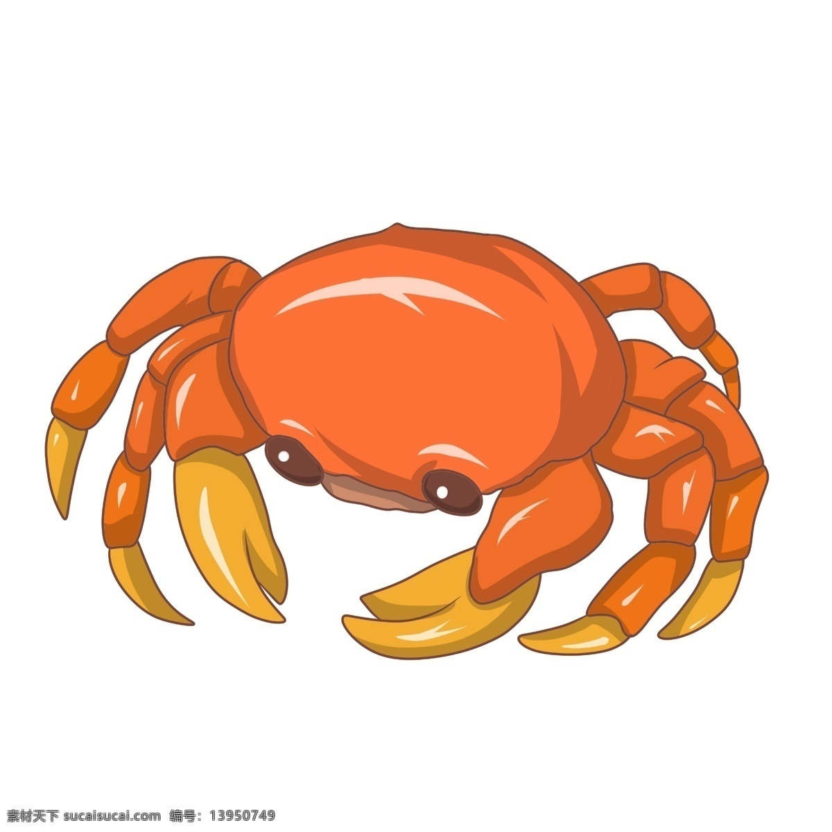 黄色 爬行动物 螃蟹 黄色螃蟹 爬行 动物 煮熟的螃蟹 卡通的螃蟹 螃蟹插画 海产品 海鲜 海洋生物