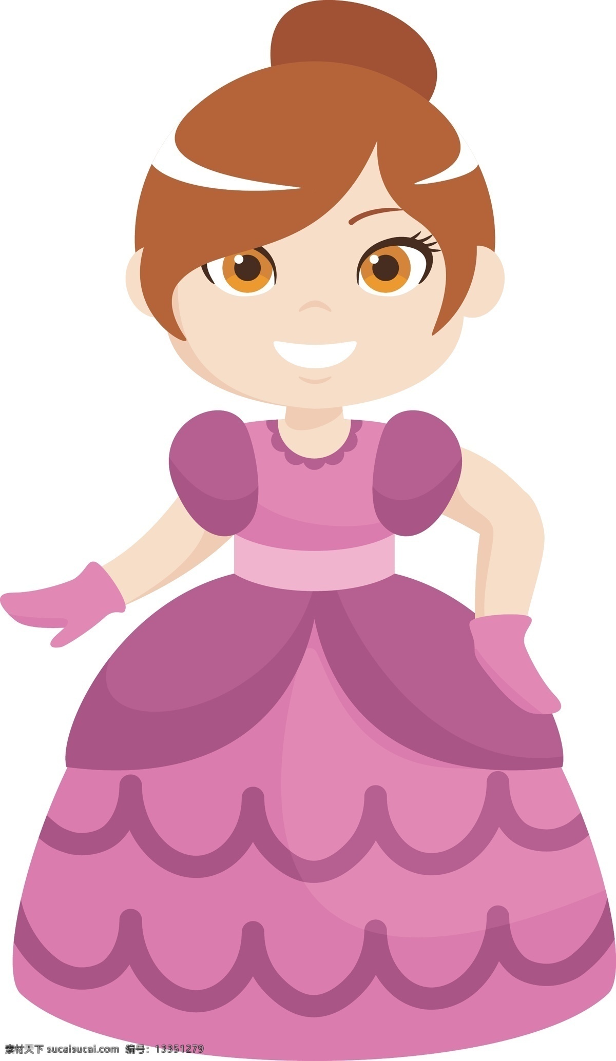 卡通 矢量 身穿 礼服 美丽 公主 卡通矢量 红色礼服 童话世界 公主设计 人物 裙子 童话 插画 王子 城堡 海报