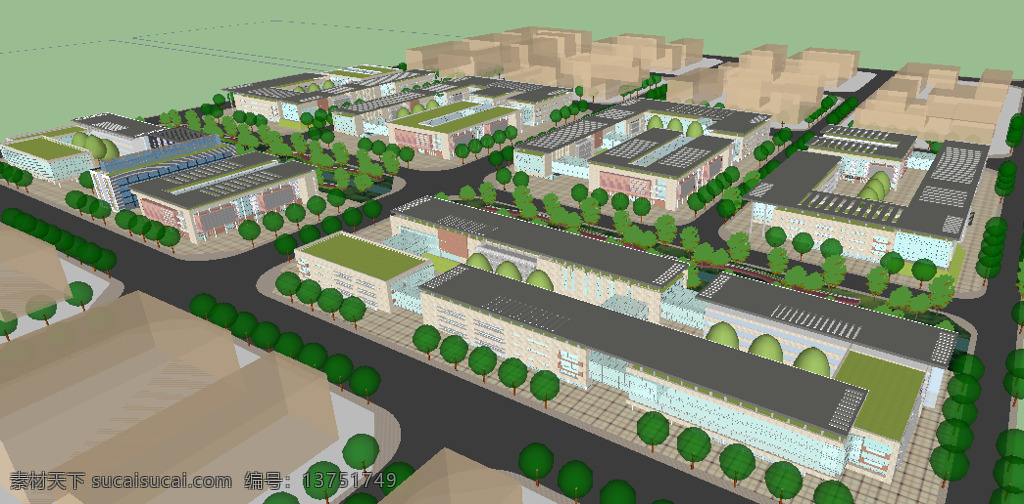 现代 办公楼 su 精致 模型 3d模型素材 室内场景模型