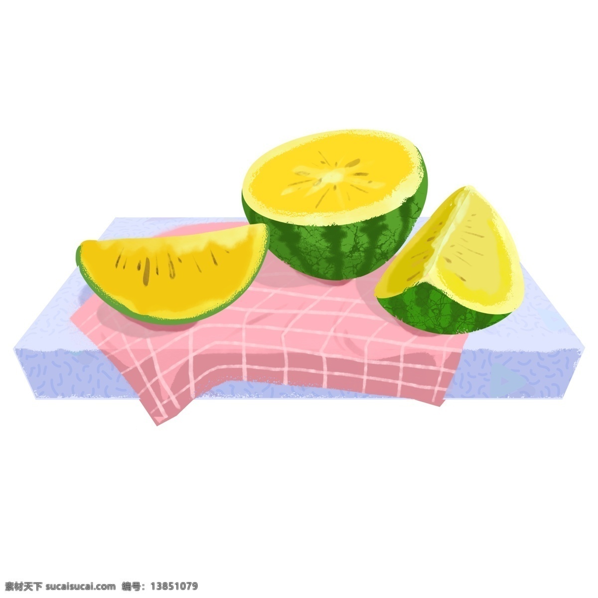 夏季 黄色 小 清新 西瓜 可口 瓜