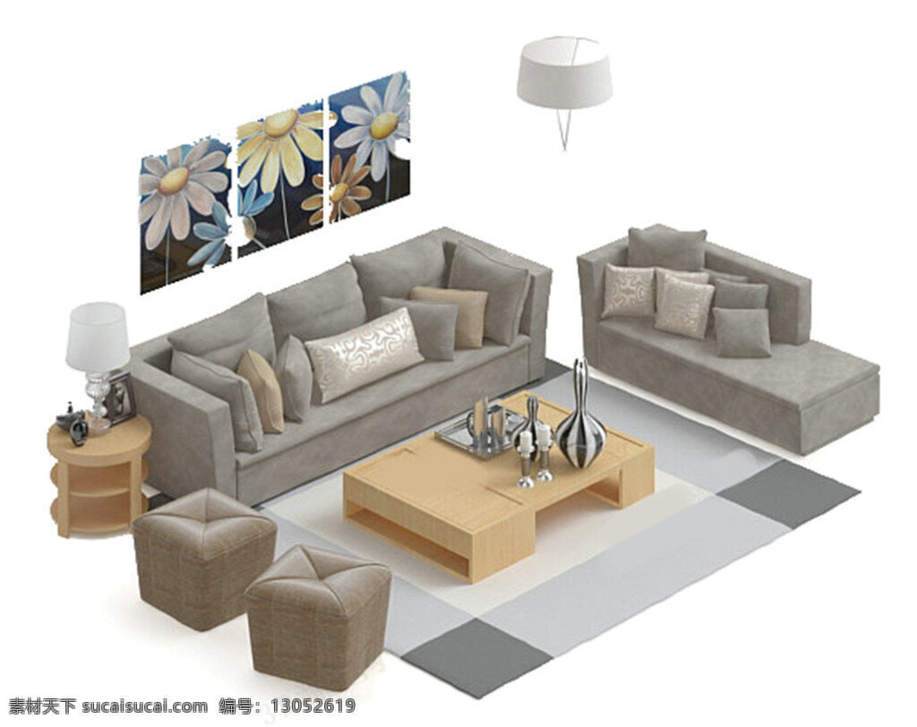 双人 沙发 模板下载 素材图片 精致 欧式 家具 茶几 组合 双人沙发 方茶几 max 白色