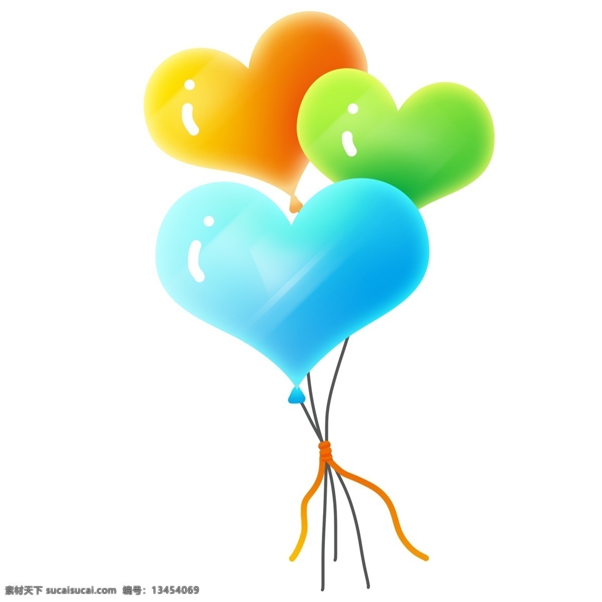 彩色 爱心 气球 插画 庆祝生日 爱心气球 装饰气球
