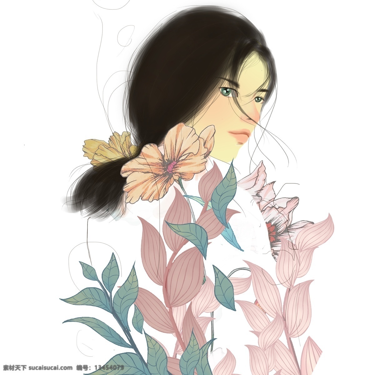 一个 漂亮 长发 美女