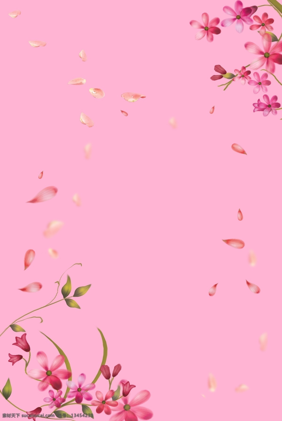 小 清新 母亲节 花瓣 边框 广告 背景 小清新 粉色 组合 简约 文艺