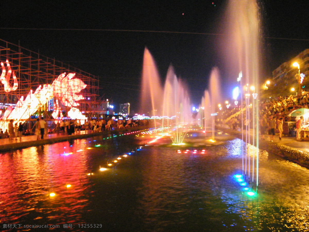 音乐喷泉 美丽的 兰州 黄河畔 夜景 霓虹灯 路灯 喷泉 灯光 国内旅游 旅游摄影