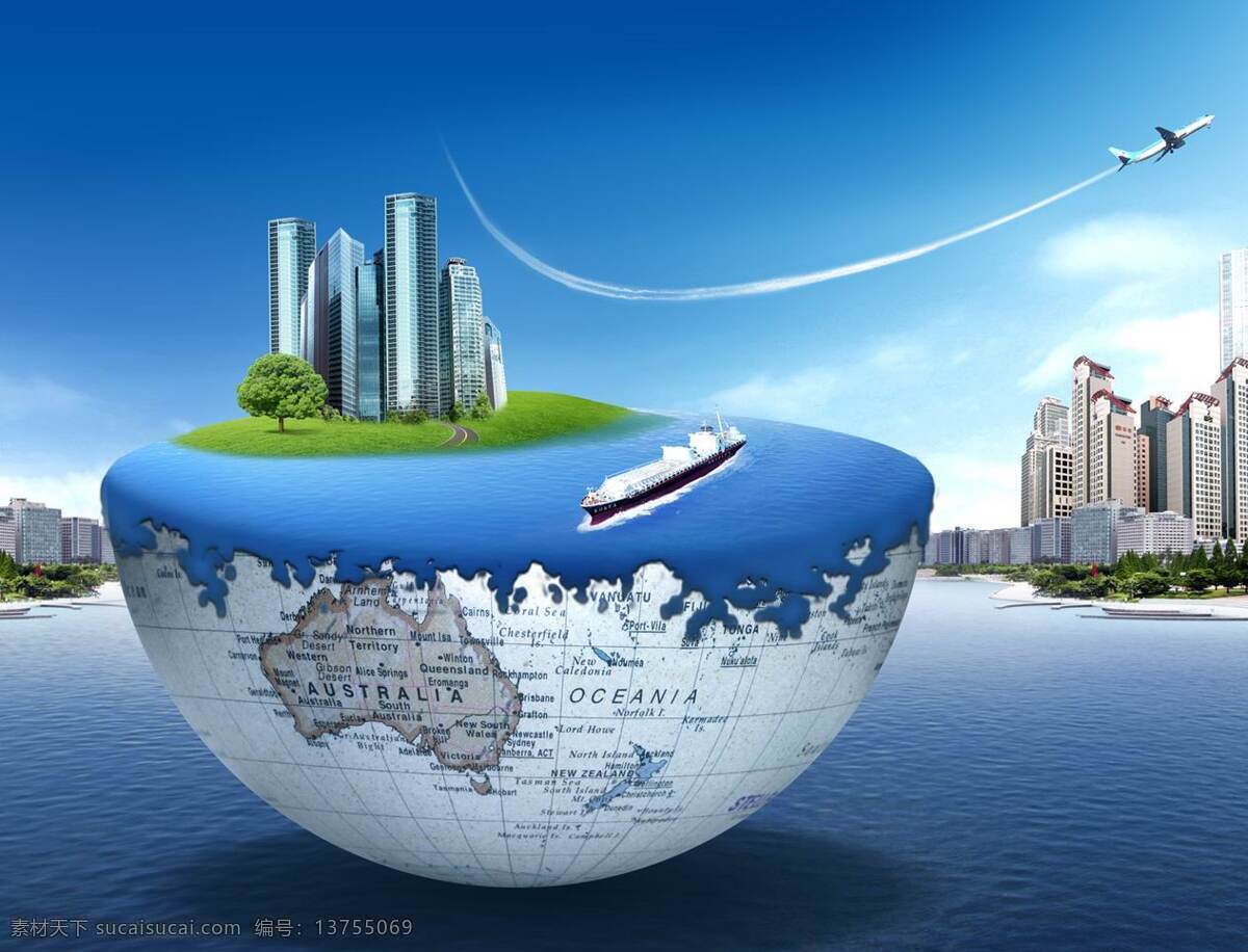 文明 时代 创意 大海 地球 房子 飞机 概念 轮船 矢量图 现代科技