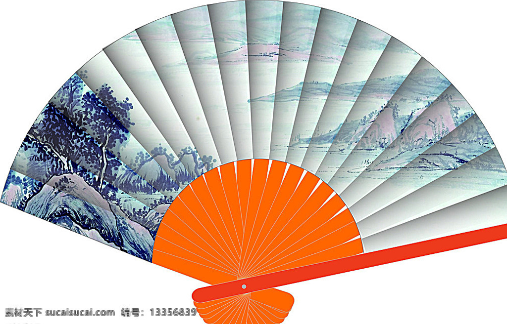 扇子 中国风 水墨 古韵 矢量 折扇 vi设计 白色