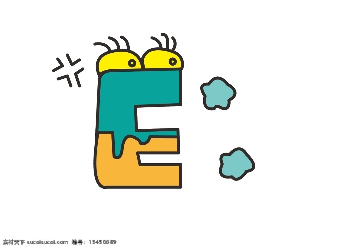 矢量 卡通 创意 动物 字母 e