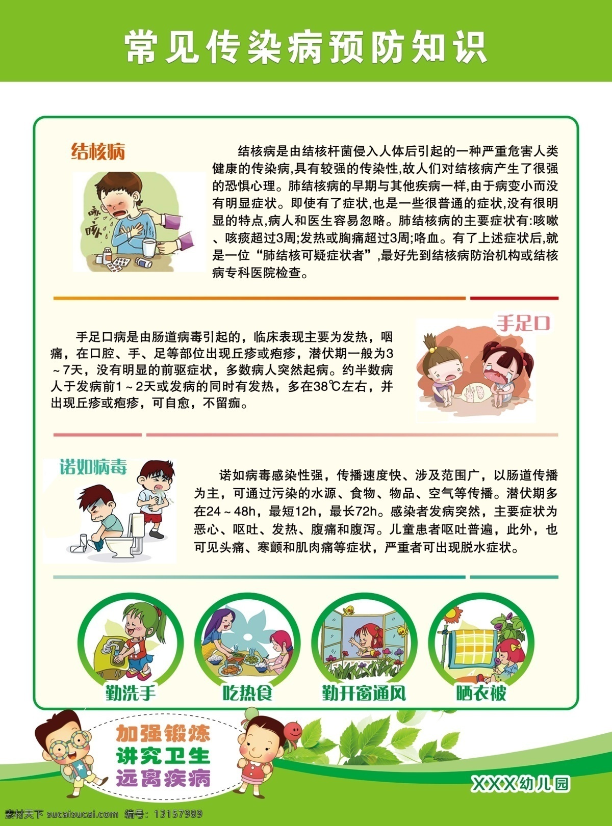 幼儿园 预防知识 常见传染病 如何预防病毒 儿童海报
